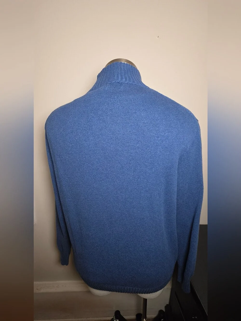 Polo by Ralph Lauren Blue Quarter-Button Mock Neck Sweater